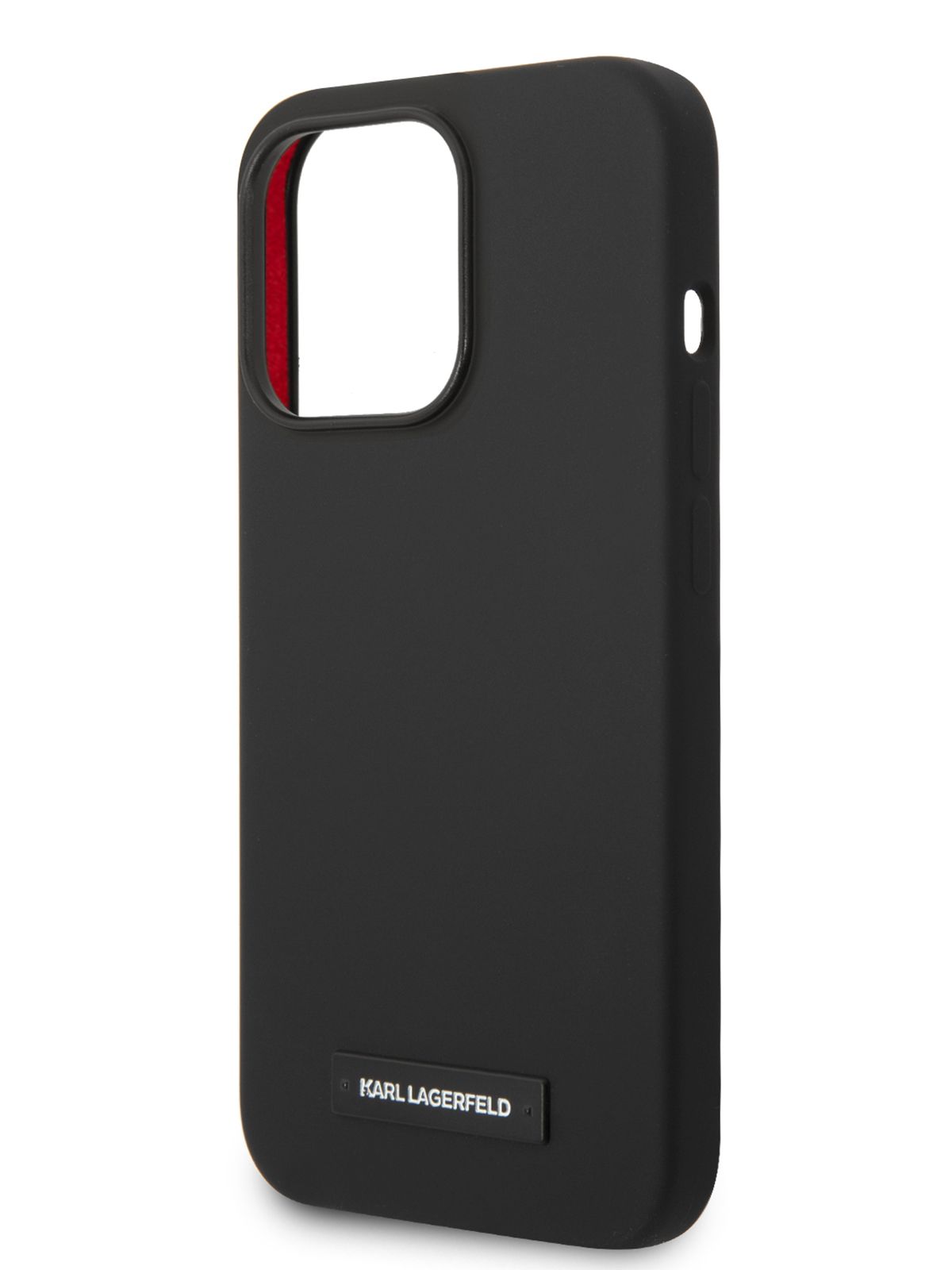 ЧехолKarlLagerfeldLiquidsiliconeMagSafeнаAppleiPhone15Pro/дляАйфон15Про,силиконовыйсэффектомсофттач,сзащитойкамеры,сметаллическимлоготипомMetalplatelogo,черный