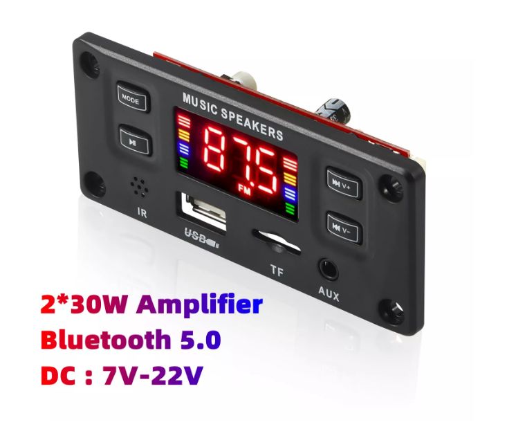 Беспроводнойвстраиваемыймодульсусилителем60W(платаMP3декодераbluetooth/aux/usb)Bluetooth/FM/MP3плеерспультомуправления