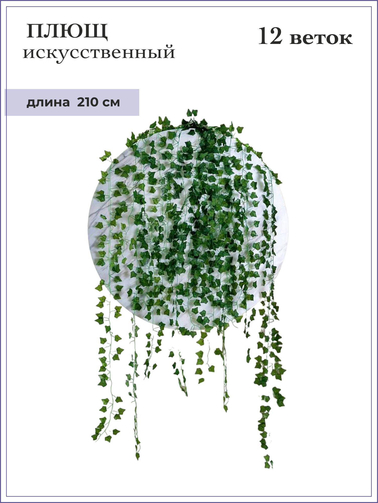 Купить Искусственный плющ, лиана из 12 веток, 210 см, без кашпо по выгодной  цене в интернет-магазине OZON.ru (1240212785)