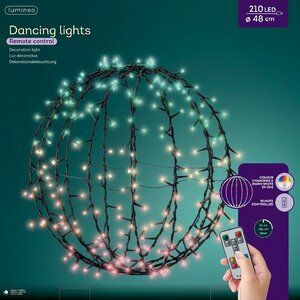 СветодиодныйшарLumineoDancingLights48см,210теплыхбелых/разноцветныхLEDламп,пультуправления,IP44