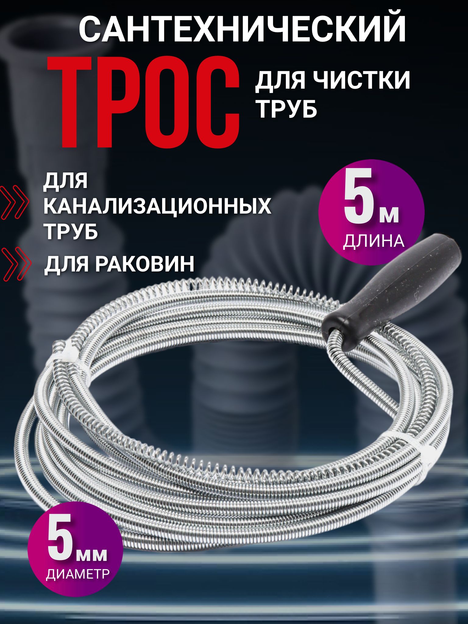 Инструмент для ручной прочистки труб и канализации