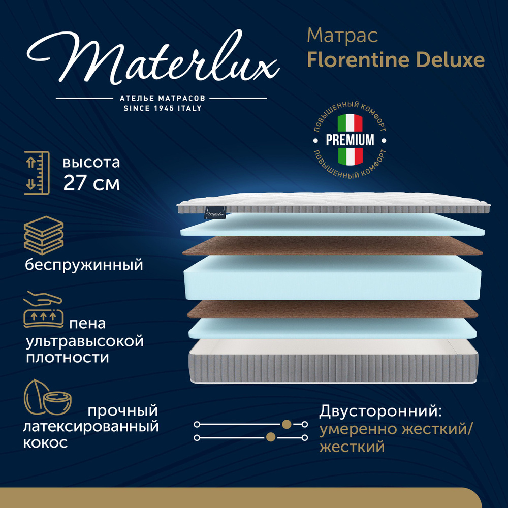 MaterLux Матрас Florentine Deluxe, Беспружинный, 85х200 см #1
