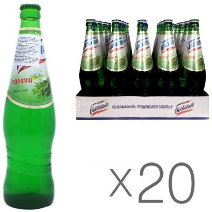 Лимонад Натахтари, Тархун, 0,5 л, Упаковка 20 шт., стекло — купить в ...