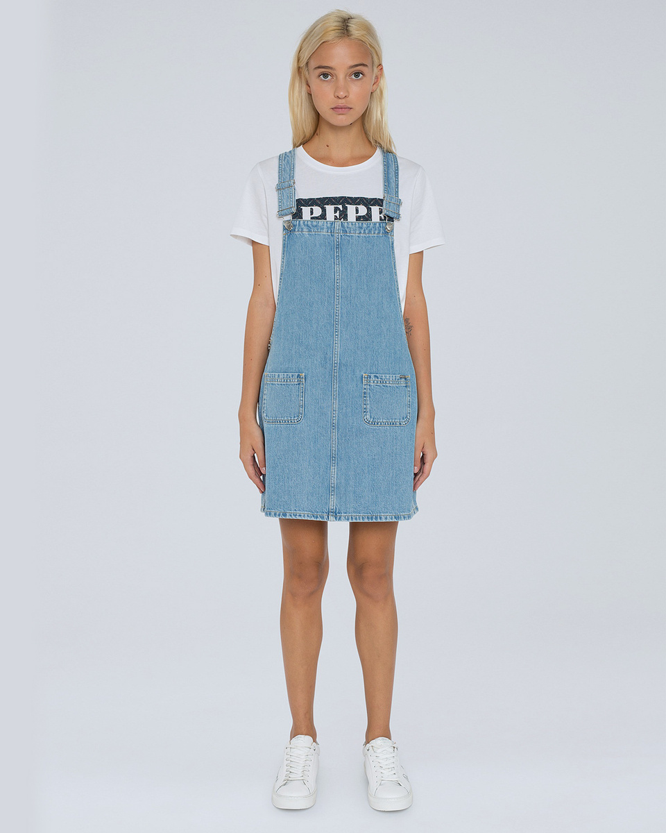 Платье Pepe Jeans Vesta 70'S, цвет: denim (синий). PL952817_000. Размер M  (44/46), Женский, стиль Повседневный, На любой сезон, размер 44, 46,  материал Хлопок — купить в интернет-магазине OZON