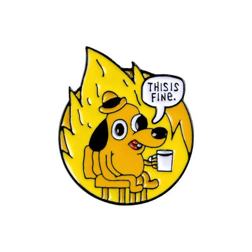This is fine мем новогодний 27 отзывов на Значок брошь металлический собака мем this is fine, нормально, всё