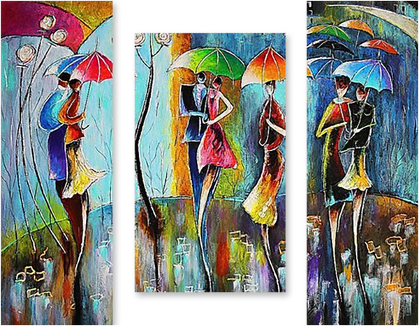 Картина модульная на холсте Модулка "Танцы под дождем" 170x148 см ...