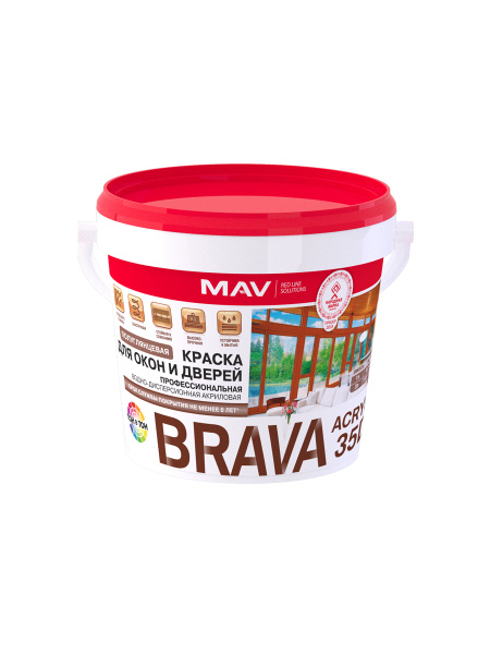 Краска акриловая BRAVA ACRYL 35D для окон, дверей, мебели, декора ...