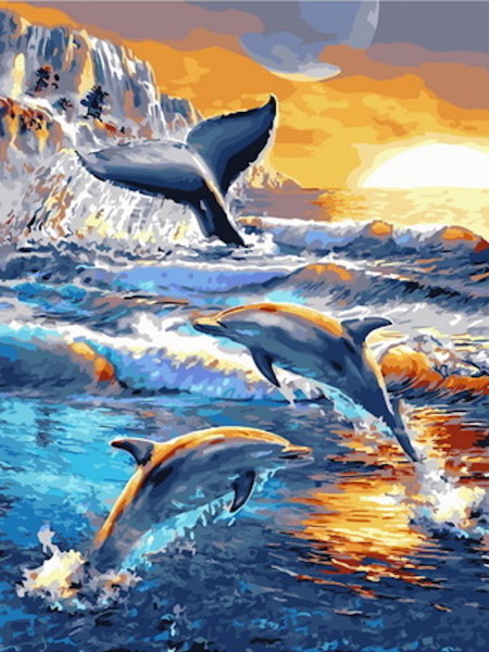 Раскраски по номерам - Дельфины