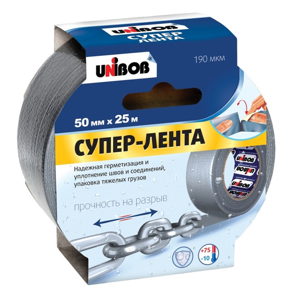 Unibob Клейкая лента Армированная, серая, 50 мм х 25 м - купить с ...