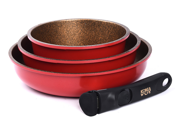 Набор сковород Oursson Набор сковородок Korea Wok, KWS6621HR (Красный ...
