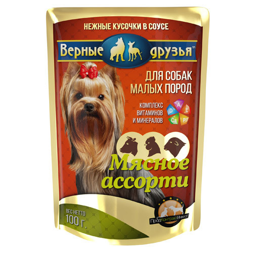 Влажный корм "Верные друзья" для собак малых пород "Мясное ассорти ...