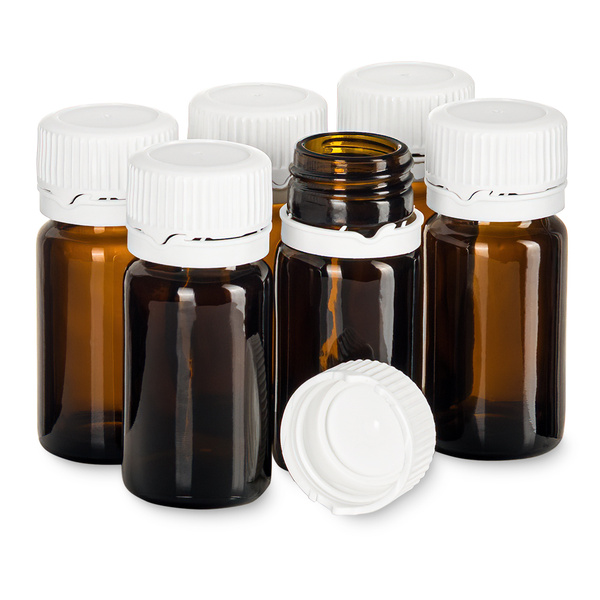 Флакон 30 мл стеклянный с пластиковой крышкой, 6 штук - купить с ...