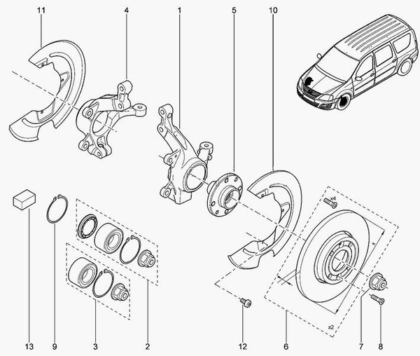 Кожух тормозного диска ВАЗ LADA Largus, RENAULT Logan левый (АвтоВАЗ ...