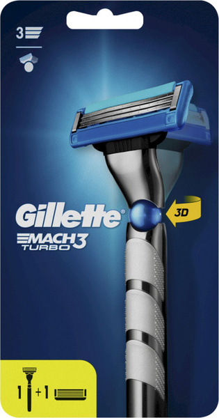 Gillette Mach 3 Turbo 3D Станок для бритья (ручка +2 кассеты) Джилет ...