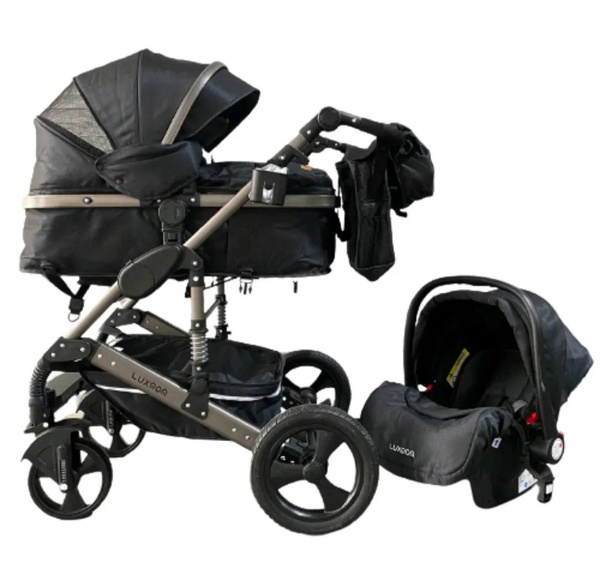 Коляска-трансформер с автолюлькой 3в 1 Luxmom 555 black - купить с ...