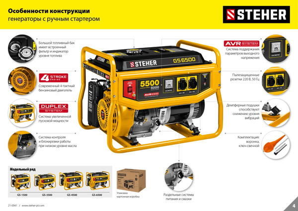 STEHER 2800 Вт, бензиновый генератор (GS-3500) - купить по низкой цене ...