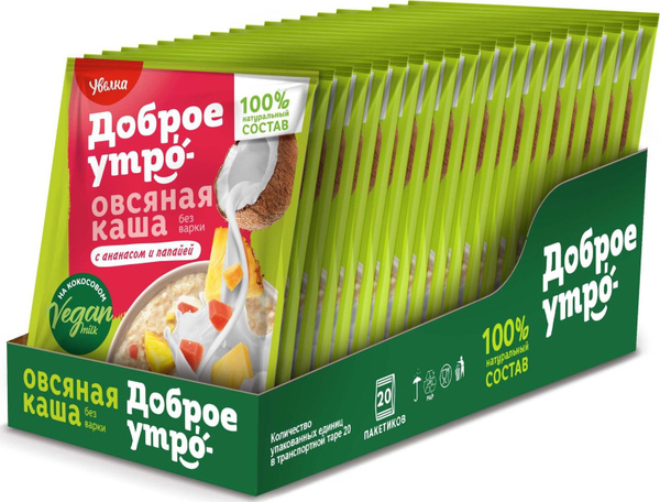 Каша быстрого приготовления Увелка овсяная на основе кокосового напитка ...