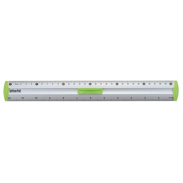 Линейка 30см Attache Selection aluminium с держателем зеленый, 1 шт ...