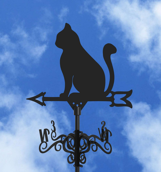 Флюгер на крышу "Кот" , БОЛЬШОЙ: 80 * 62 см, черный - купить по низкой ...