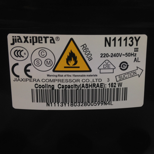 Компрессор R600a, Джаксипера N1113Y, (Вт при -23.3) 152W Аналог HMK80AA ...