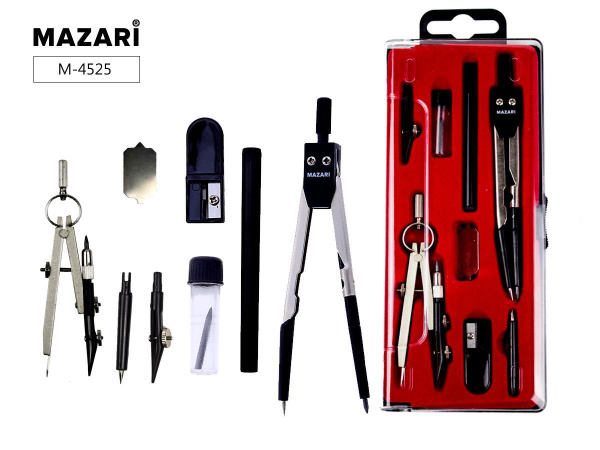 Готовальня 8 предметов (пластмассовый пенал с европодвесом) M-4525 ...