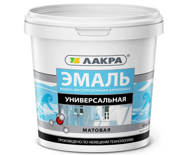 Эмаль Лакра универсальная Гладкая, Акриловая, Матовое покрытие, белый ...