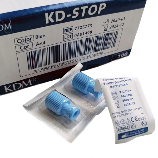 KD-STOP комби-стоппер заглушка Luer Lock (синий) - 50шт комплект ...