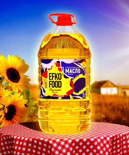Масло подсолнечное рафинированное, для фритюра и для жарки Efko Food, 5 ...