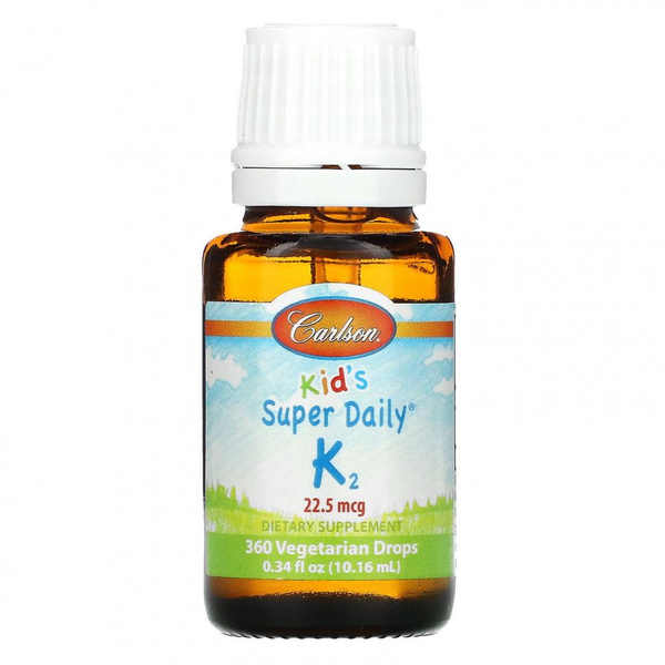 Super Daily, витамин K2 для детей Carlson Labs, 22,5 мкг, 10,16 мл ...