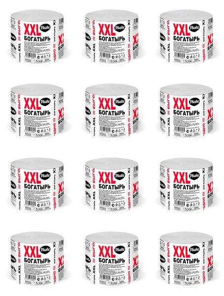 Богатырь Туалетная бумага XXL, 1 слой, серая, без втулки, 12 шт ...