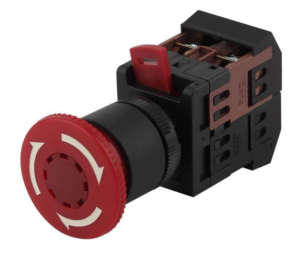 Кнопка "Грибок" AE-22 BBG10-AE-K04E d22мм 1з+1р 240В с фиксацией красн ...