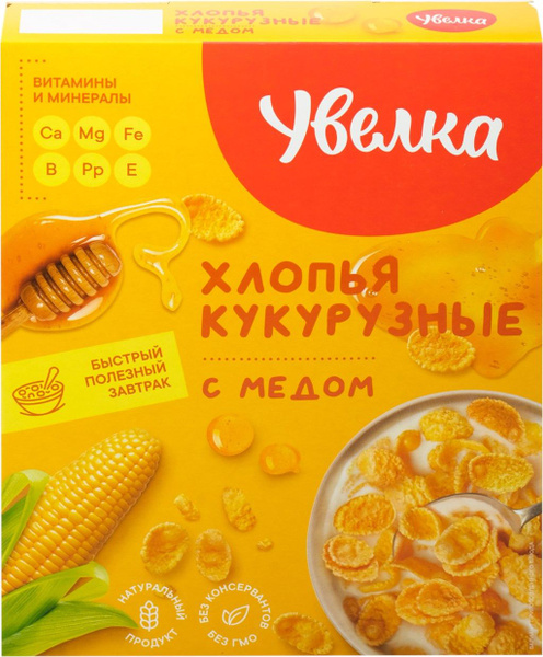 Хлопья кукурузные УВЕЛКА с медом, 275 г - 5 шт. - купить с доставкой по ...