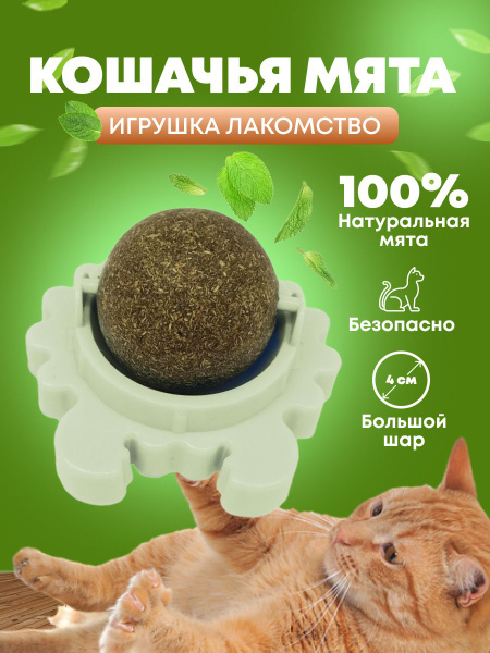 Игрушка шар кошачья мята/ PetLeon // Лакомство из натуральной мяты для ...