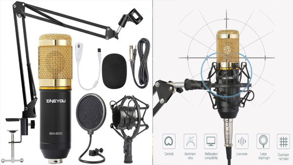 Микрофон студийный JBH Конденсаторный Набор studio BM800 Золото с ...