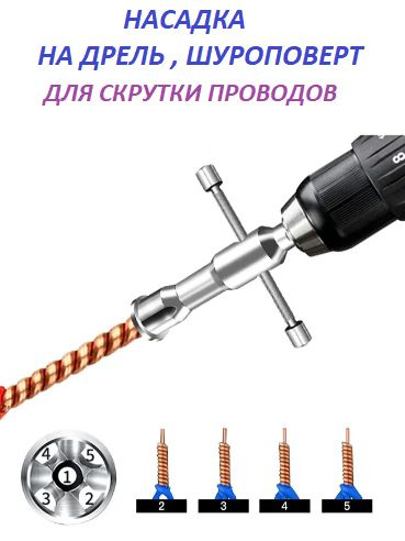 Торцевая головка Насадка для скрутки проводов на дрель / шуруповерт ...