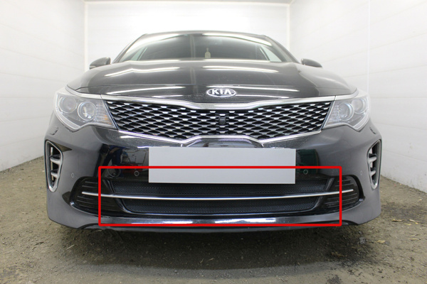 Защита радиатора низ черная Kia Optima (2016-2018) для комплектации GT ...
