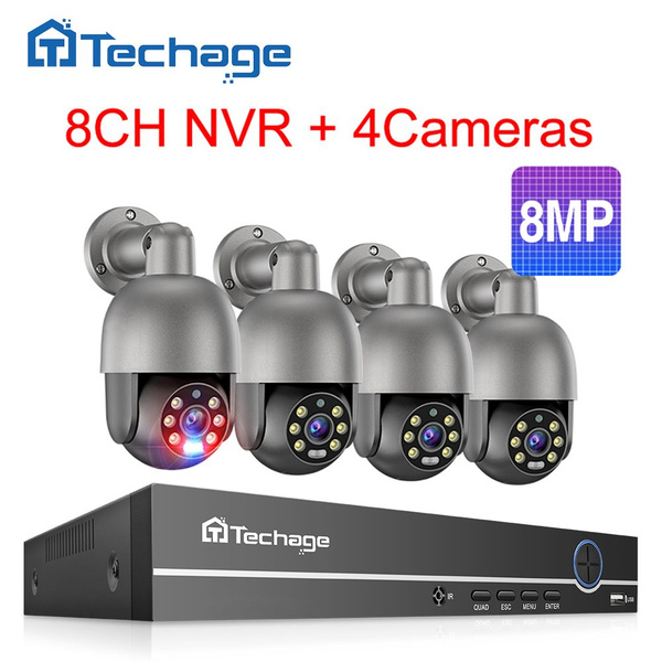 Система видеонаблюдения Techage TA-6708K-4-PT825G-80P-3T-CP 3840×2160 ...