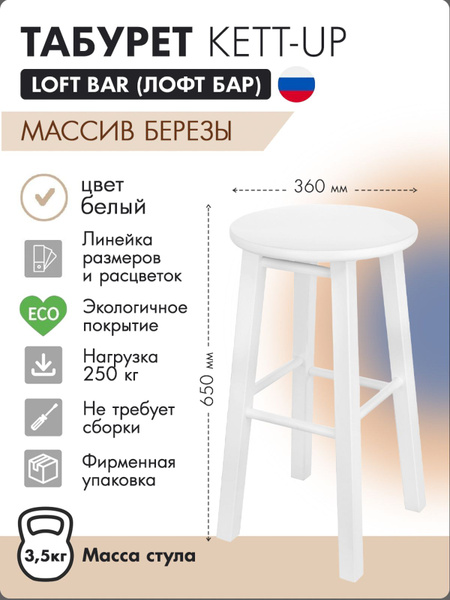 Вопросы и ответы о Табурет KETT-UP LOFT BAR барный, 65см, деревянный ...