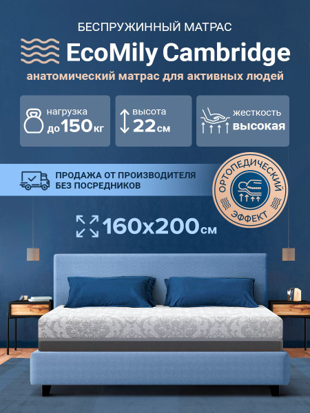 Матрас EcoMily Cambridge, Беспружинный, 160 - купить по выгодной цене в ...