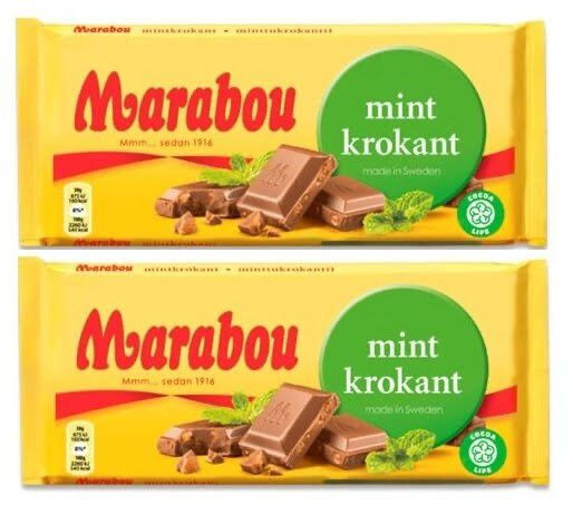 Шведский плиточный молочный шоколад Марабу с хрустящей мятой, Финские ...