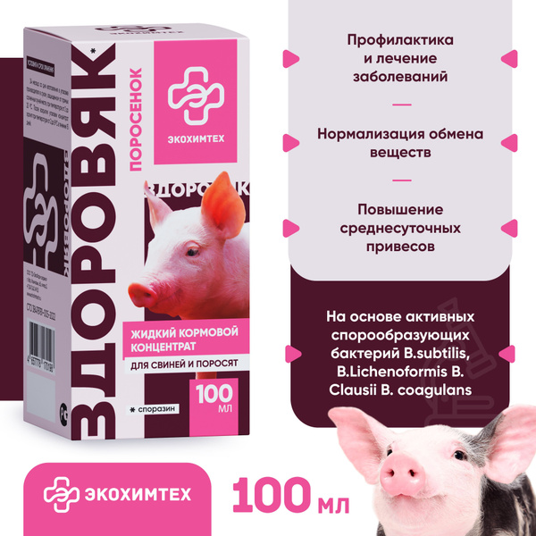 Пробиотик для поросят и свиней Здоровяк Экохимтех 100мл - купить с ...