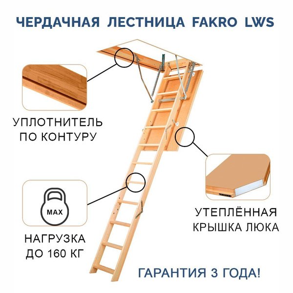 60*120*280 Чердачная лестница с люком утеплённая FAKRO LWS складная ...