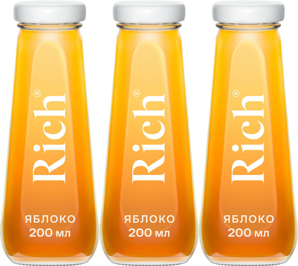 Сок Rich яблочный 0,2 л, комплект: 3 упаковки по 200 г - купить с ...