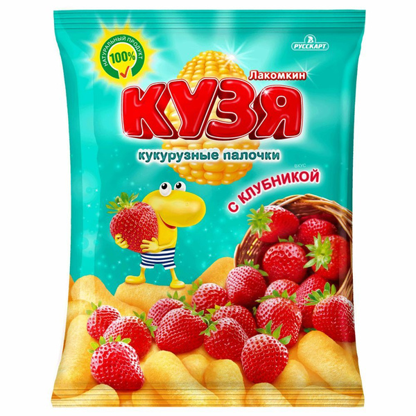 Кукурузные палочки Русскарт Кузя Лакомкин, со вкусом клубники, 100г ...
