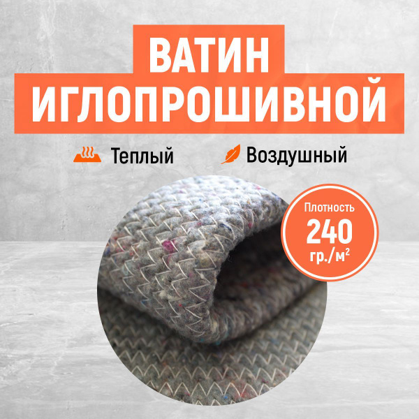 Ватин прошивной. Для рукоделия. Мебели. Отличный утеплитель. Размер 1х1 ...