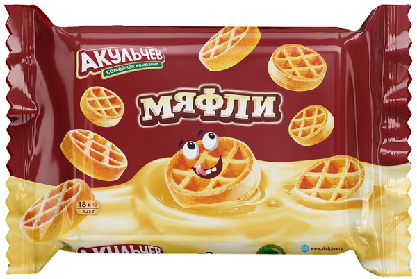 Вафли Акульчев Мяфли сдобные, 125г - купить с доставкой по выгодным ...