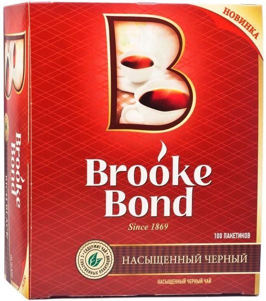 Чай Brooke Bond, черный, 100 пакетиков по 1,8гр