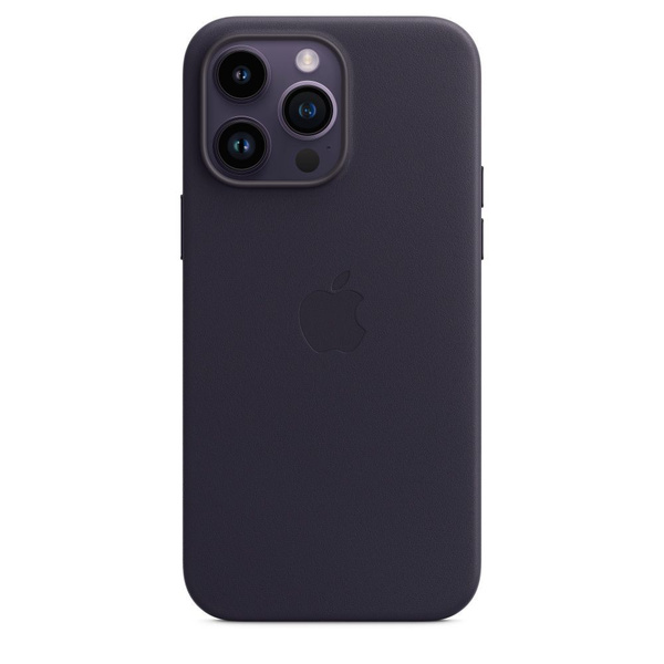 Кожаный чехол для iPhone 14 Pro Max темно-фиолетовый (Ink), чехол на ...