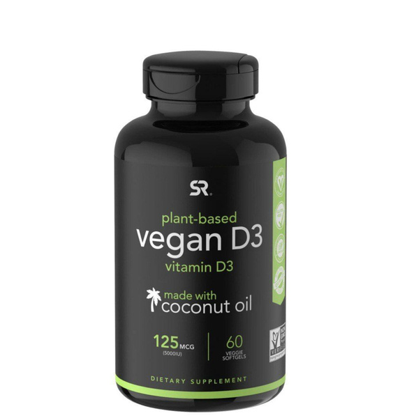 Sports Research Vegan D3 5000 IU "Вегетарианский витамин Д3 5000 МЕ" 60 ...