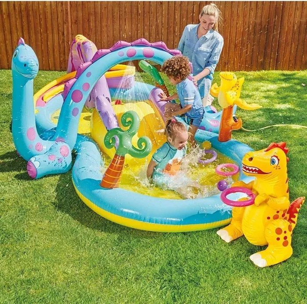 Игровой центр с бассейном и горкой \"Динозавр\", с распылителем, 302 х ...